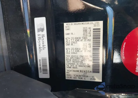 2021 Nissan Rogue Sv Fwd z USA, uszkodzony, nr VIN 5N1AT3BA4MC824554